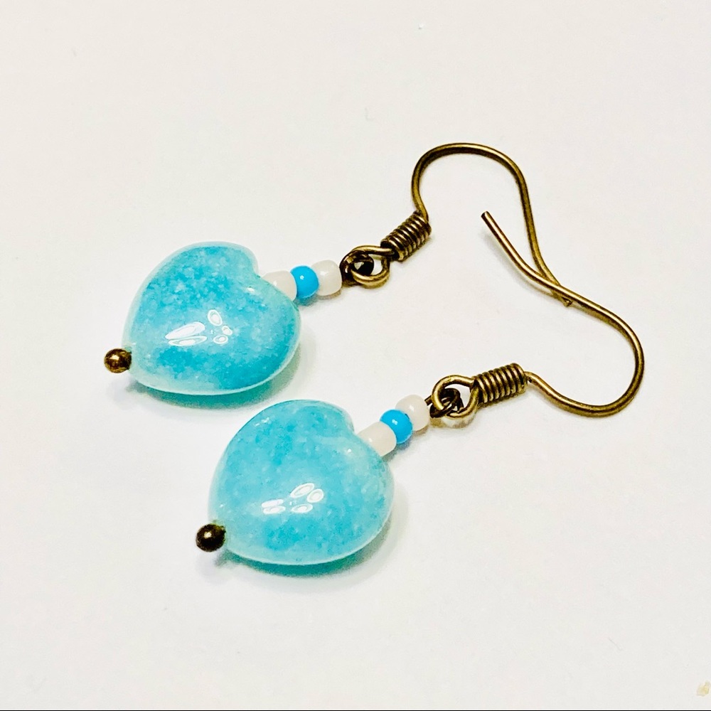 ALMOST Teal Little Blue Amazonite Heart Earrings